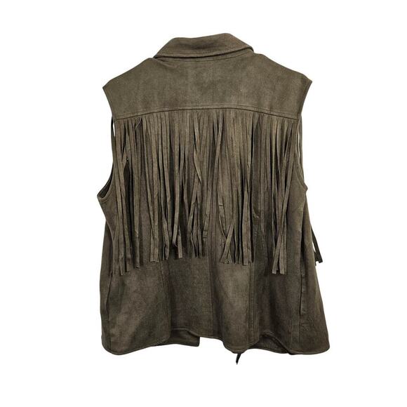 NWT! Faux Suede Fringe Front Zip Moto Vest Size XL Joh Brand - Picture 4 of 7